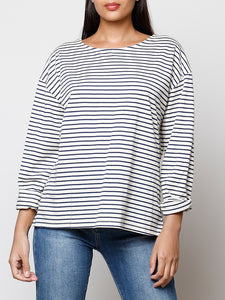 Camiseta rayas azul marino - corte amplio