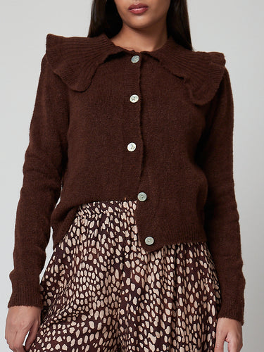 Chaqueta de punto marrón