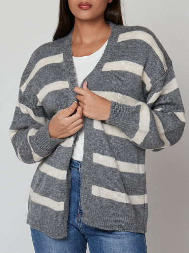 Chaqueta punto rayas grises