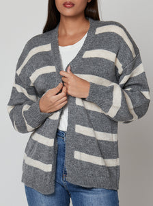 Chaqueta punto rayas grises