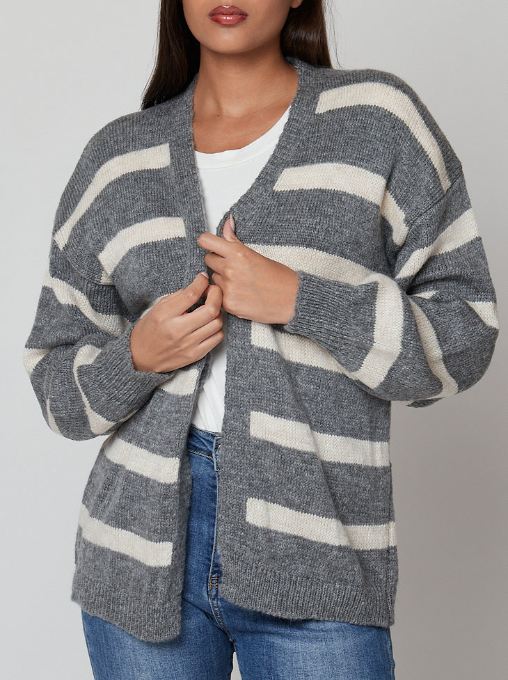 Chaqueta punto rayas grises