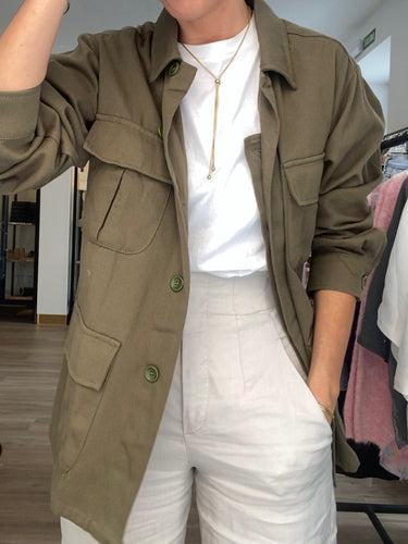 Chaqueta tipo parka militar verde - Talla M/L