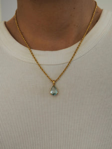 Collar Carmela circonita aguamarina · Acero dorado 316L baño oro 18K