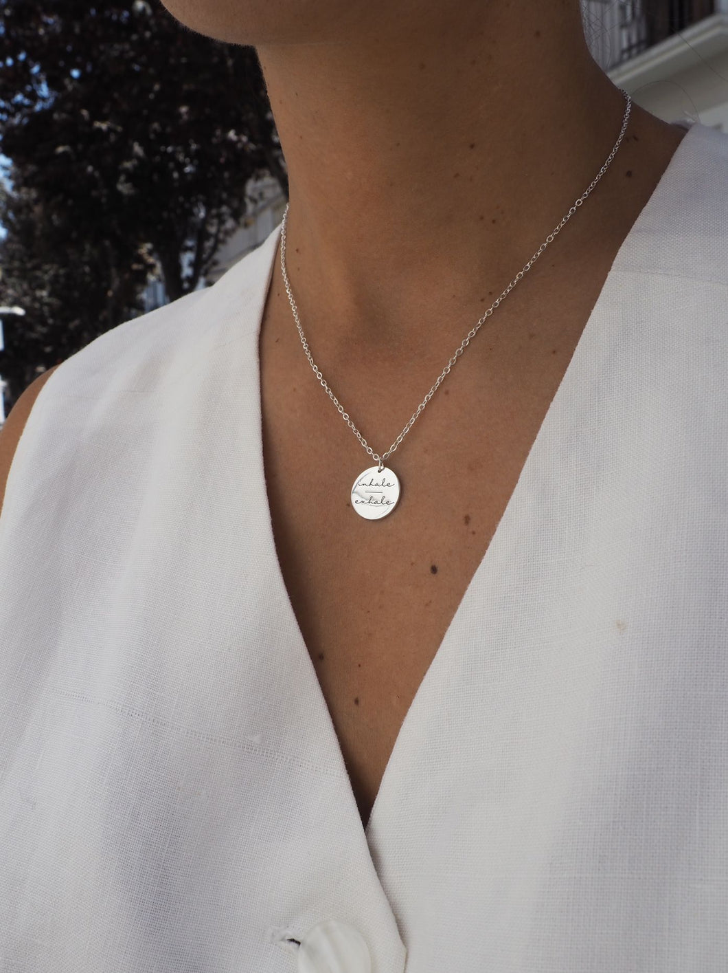 Collar Respirar - Acero plateado 316L baño plata rodiada