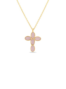 Collar cruz cuarzo - Plata 925 Baño oro 18K