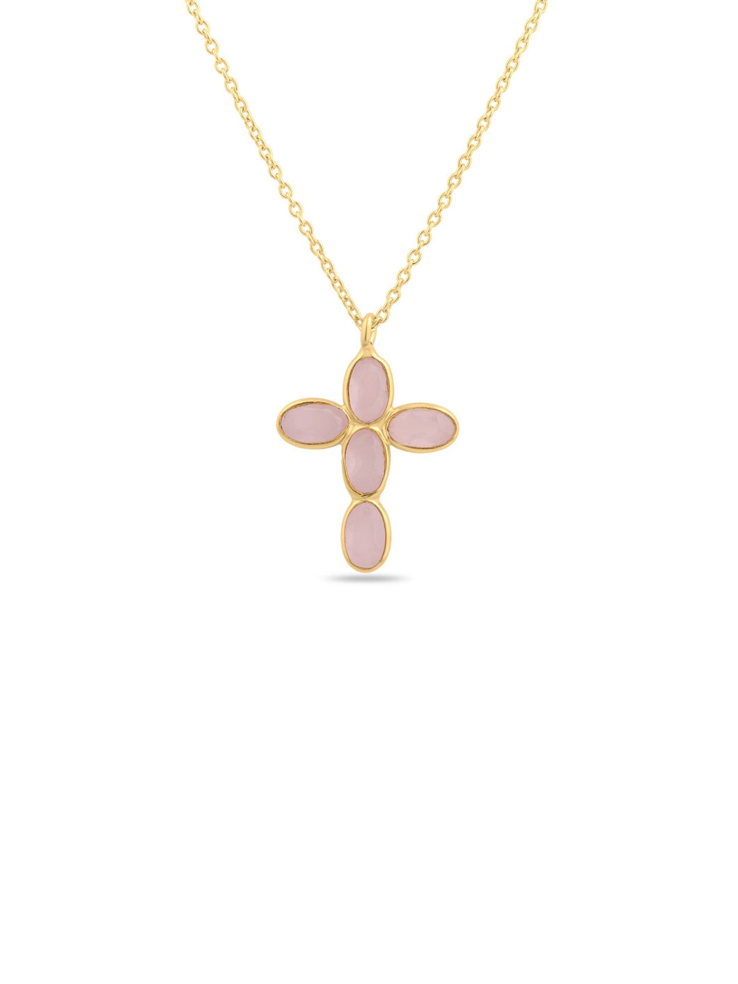 Collar cruz cuarzo - Plata 925 Baño oro 18K