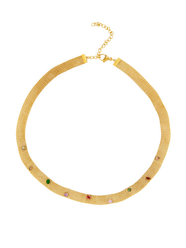Collar cadena Bismarck minerales • Acero dorado 316L baño oro 18k
