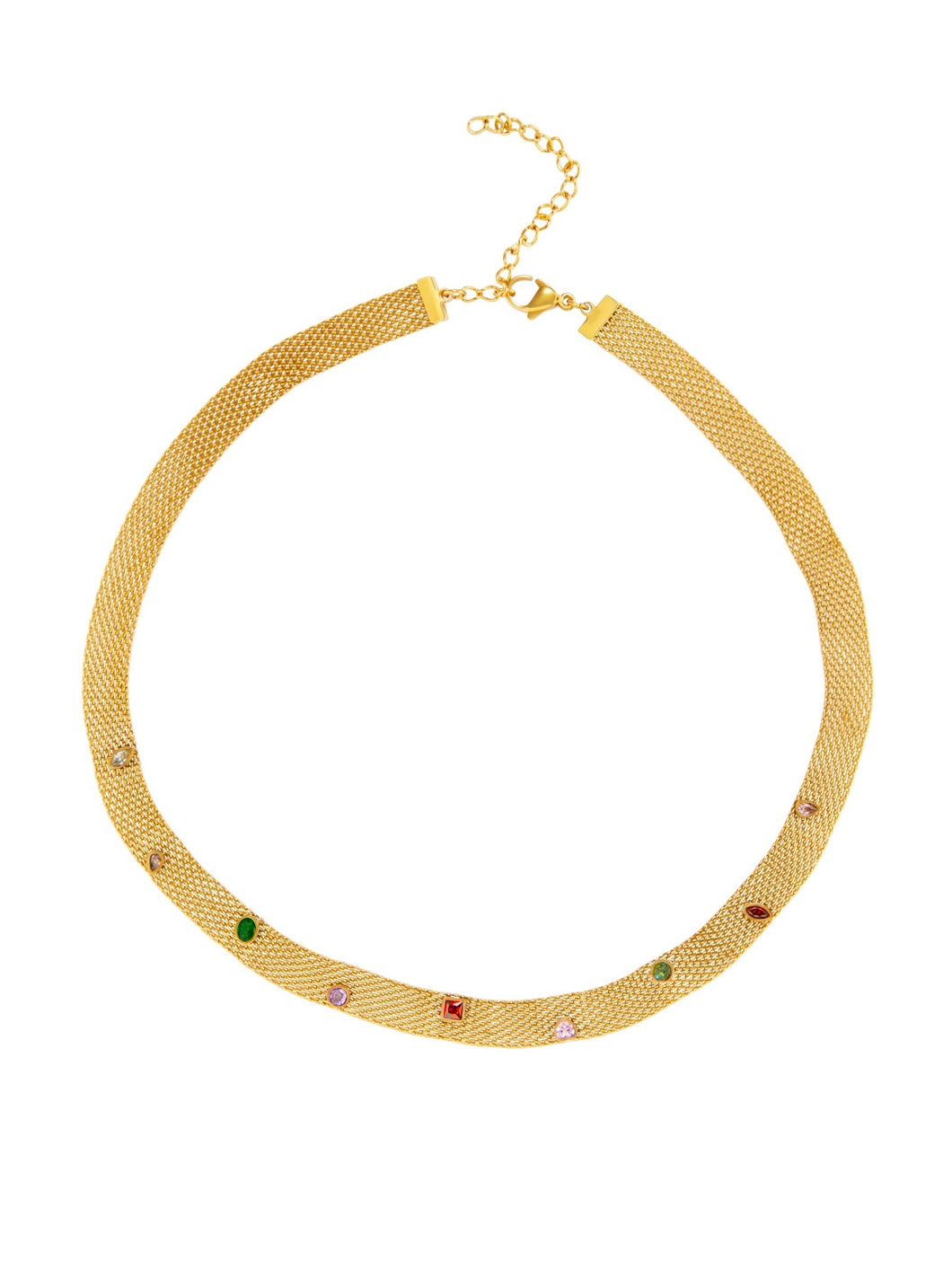 Collar cadena Bismarck minerales • Acero dorado 316L baño oro 18k