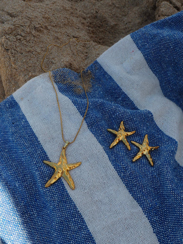 Pack: Collar + pendientes Carcavelos · baño oro