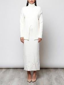 Conjunto jersey + vestido blanco
