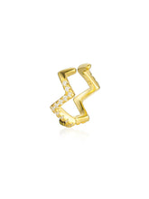 Cargar imagen en el visor de la galería, Pendiente ear cuff zig zag circonitas - Plata 925 baño oro 18k