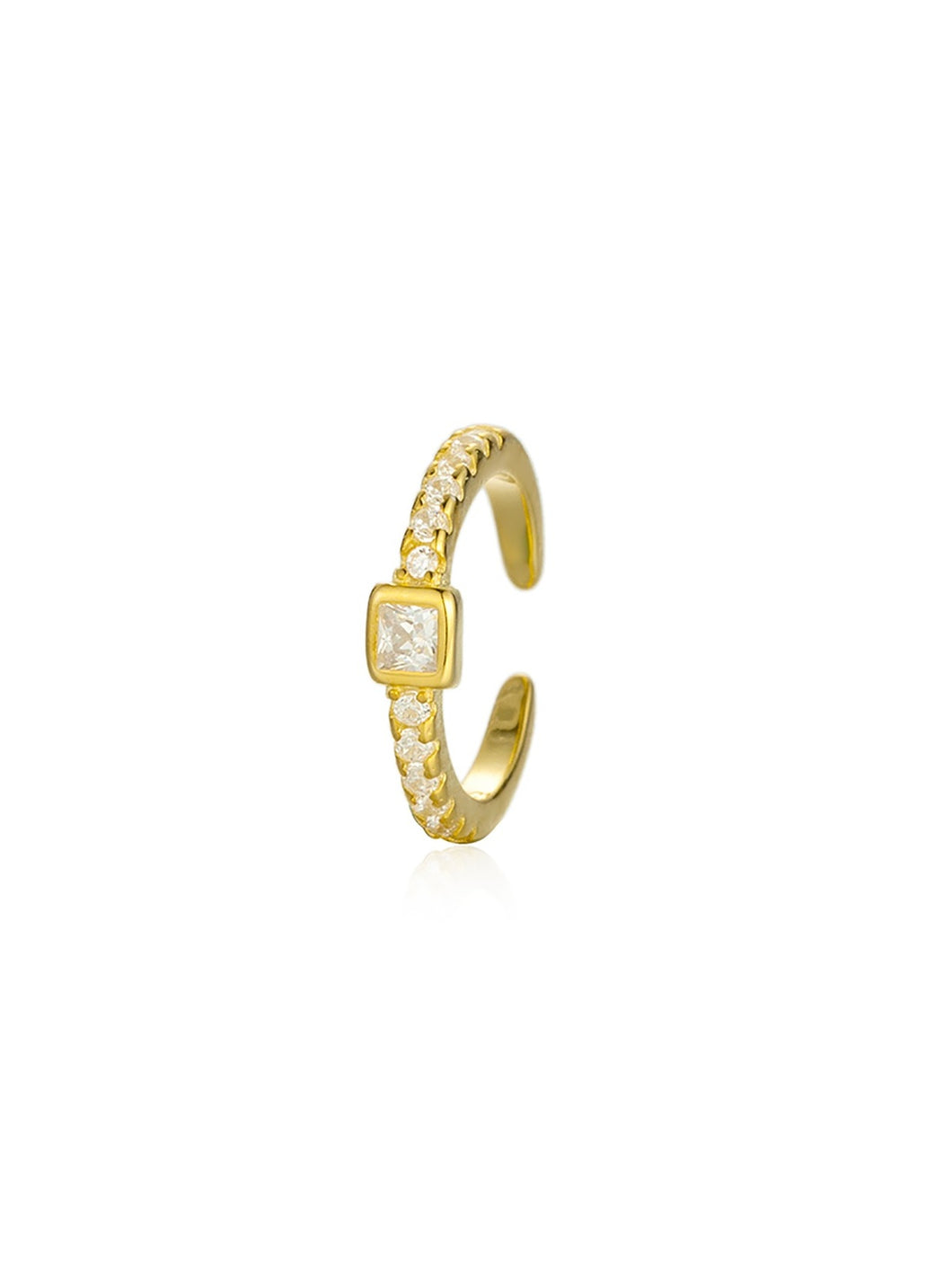 Pendiente ear cuff circonitas - Plata baño oro 18k