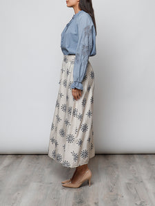 Falda flores beige