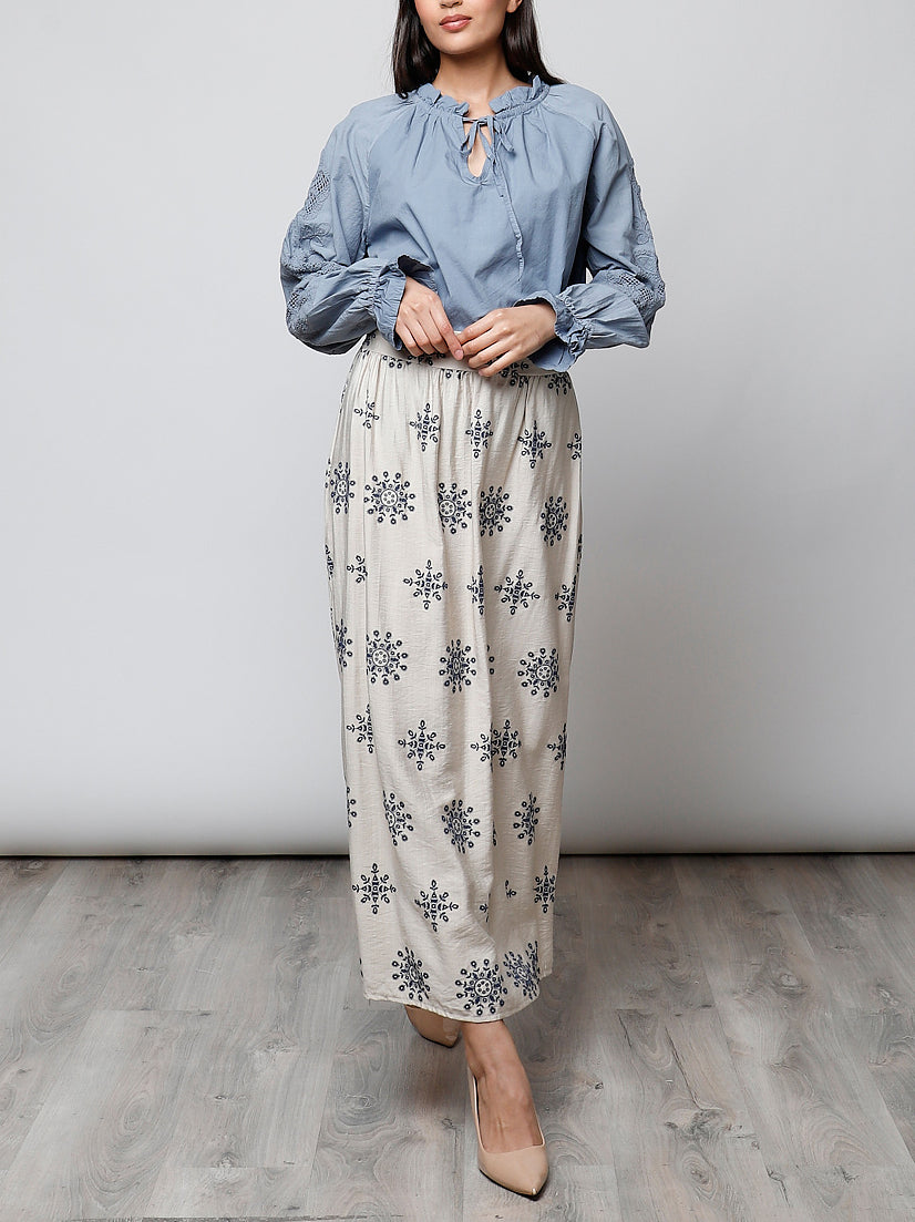 Falda flores beige