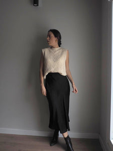 Falda satinada negra Rayón - Talla única