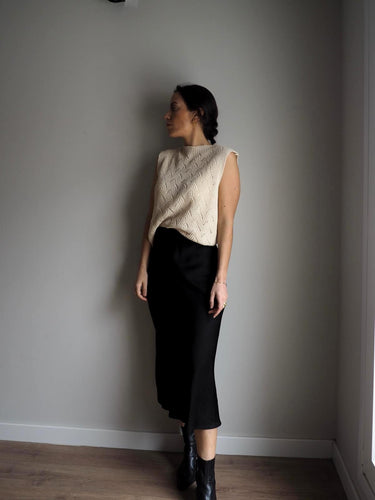 Falda satinada negra Rayón - Talla única