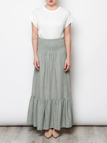 Falda larga verde jaspeada