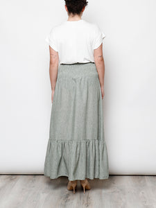 Falda larga verde jaspeada