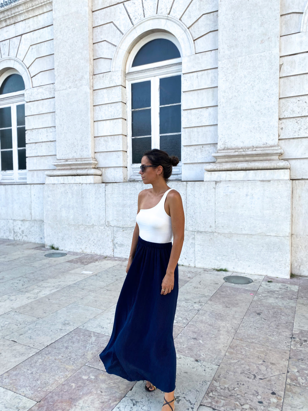 Falda plisada azul marino - Talla única