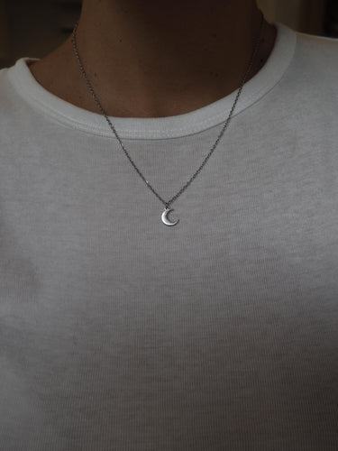 Collar Luna - Acero plateado 316L baño plata rodiada