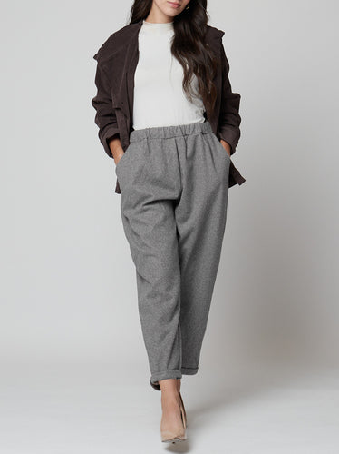 Pantalón traje jaspeado gris