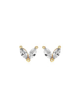 Cargar imagen en el visor de la galería, Pendiente flor circonitas blancas - Plata 925 baño oro 18K - 19€ par 10€ unidad