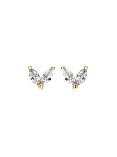 Pendiente flor circonitas blancas - Plata 925 baño oro 18K - 19€ par 10€ unidad