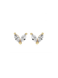 Pendiente flor circonitas blancas - Plata 925 baño oro 18K - 19€ par 10€ unidad