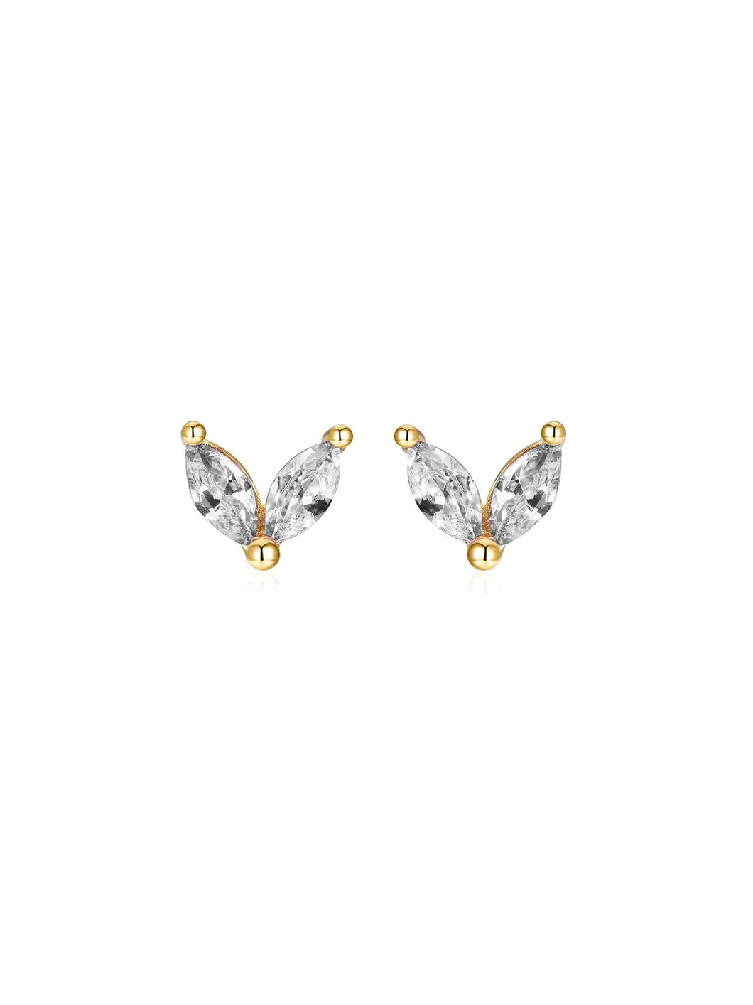 Pendiente flor circonitas blancas - Plata 925 baño oro 18K - 19€ par 10€ unidad