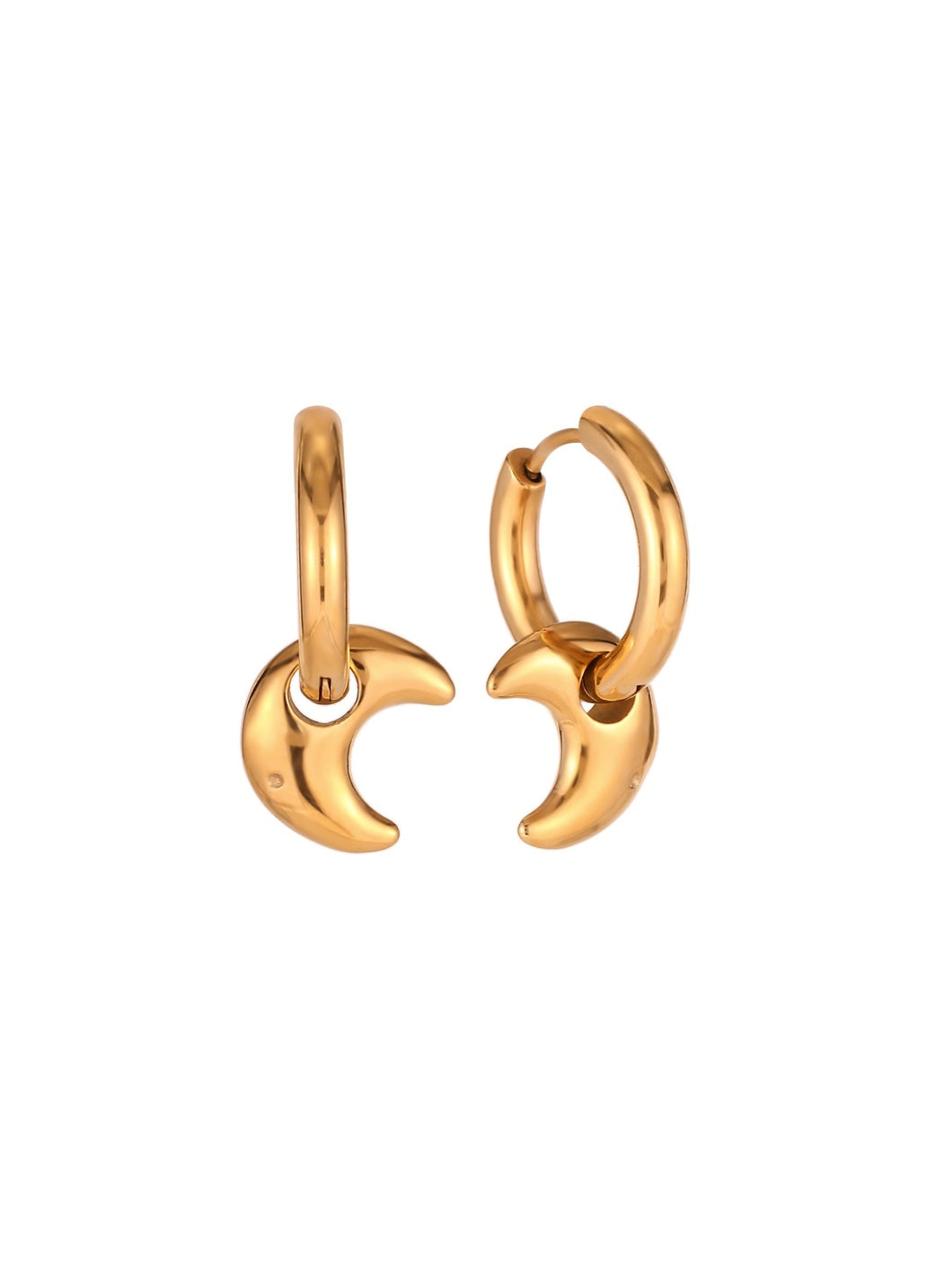 Pendiente aro luna 18mm - Acero dorado 316L baño oro 18k - par 25€ unidad 13€