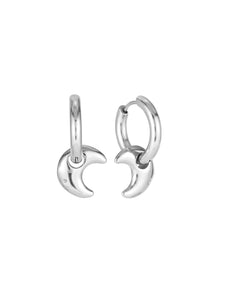 Pendiente aro luna 18mm - Acero plateado 316L baño plata rodiada - par 25€ unidad 13€