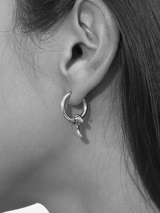 Pendiente aro luna 18mm - Acero plateado 316L baño plata rodiada - par 25€ unidad 13€