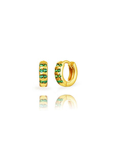 Pendiente aro circonitas verdes 9mm - Plata 925 baño oro 18K - par 25€ unidad 13€