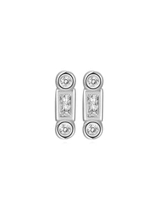 Pendiente barra circonitas circonita - Plata 925 baño plata rodiada - par 19€ unidad 10€