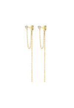 Cargar imagen en el visor de la galería, Pendiente cadena circonita - Plata 925 baño oro 18k - par 29€ unidad 15€
