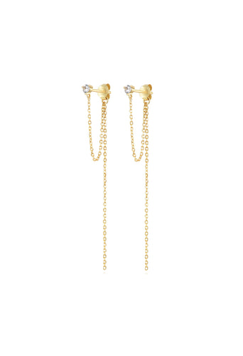 Pendiente cadena circonita - Plata 925 baño oro 18k - par 29€ unidad 15€