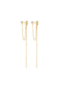 Pendiente cadena circonita - Plata 925 baño oro 18k - par 29€ unidad 15€