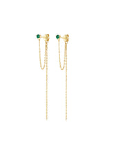 Cargar imagen en el visor de la galería, Pendiente cadena circonita verde - Plata 925 baño oro 18k - par 25€ unidad 13€