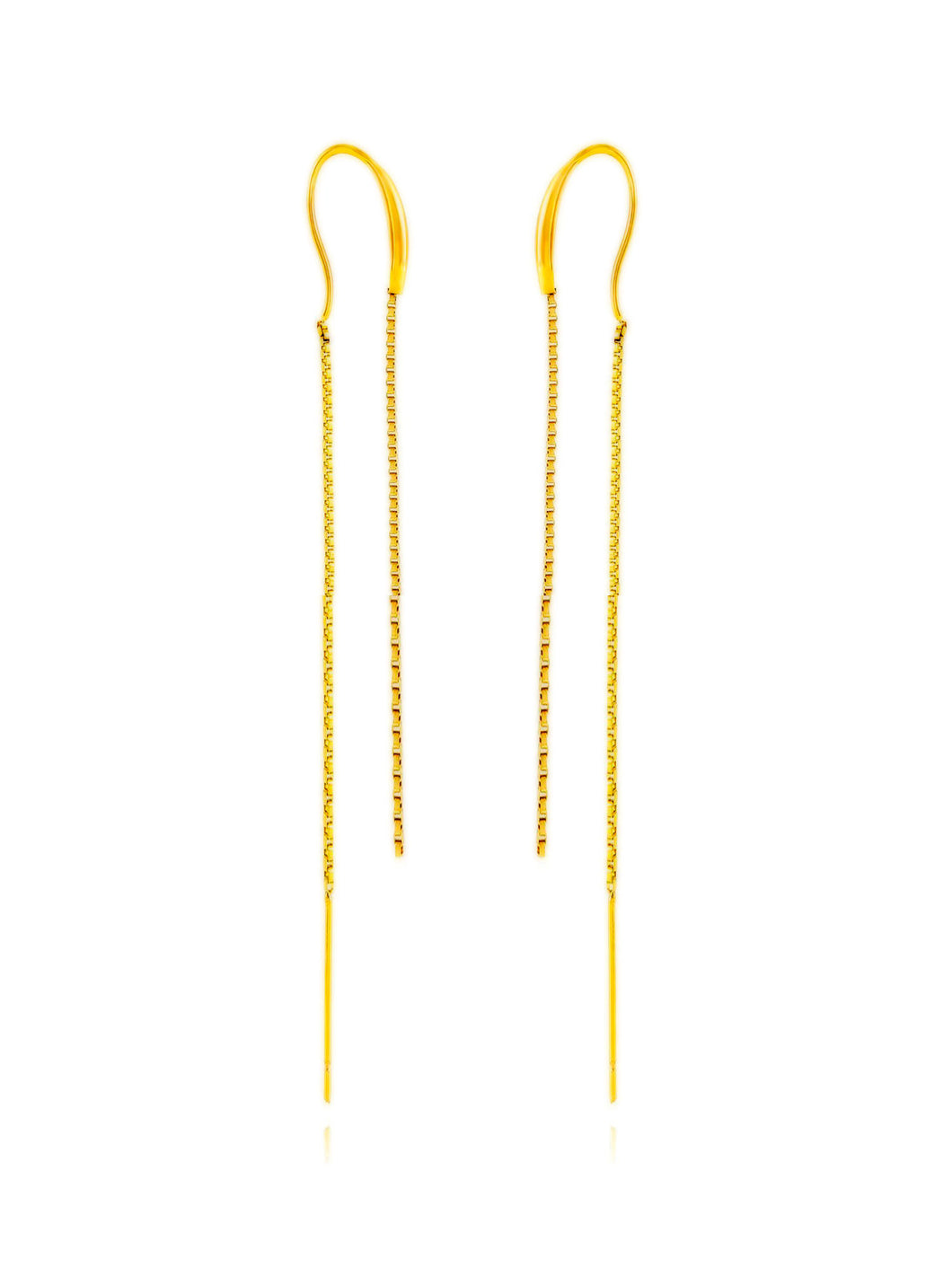 Pendiente cadena 13,5cm · Acero dorado 316L baño oro 18k · par 25€ unidad 13€