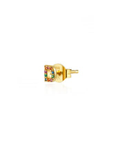 Cargar imagen en el visor de la galería, Pendiente letra circonitas colores D, F y S - Plata baño oro 18k - 8,50€ unidad