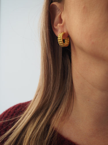 Pendientes aros bolitas 20mm - Acero dorado 316L baño oro 18K