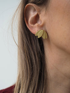 Pendientes Heiwa 平和 flor loto - Latón baño oro 18k