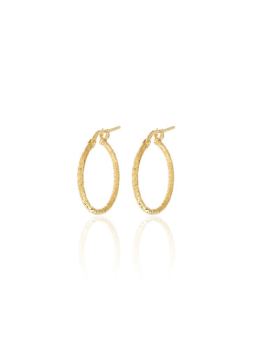 Pendientes aros labrados 18mm - Plata 925 baño oro 18k - par 22€