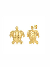 Cargar imagen en el visor de la galería, Pendientes tortuga 31mm - Acero dorado 316L baño oro 18K - par 18€