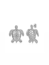Cargar imagen en el visor de la galería, Pendientes tortuga 31mm - Acero plateado 316L baño plata rodiada - par 18€