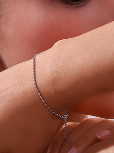Pulsera oval bola - Acero plateado 316L baño plata rodiada