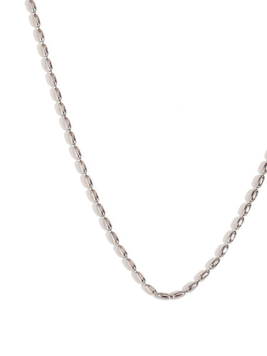 Pulsera oval bola - Acero plateado 316L baño plata rodiada