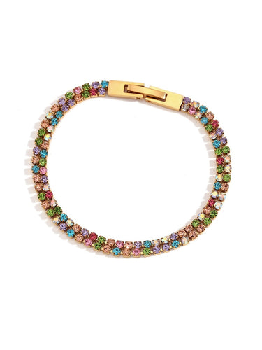 Pulsera Abril circonitas colores - Acero 316L baño oro 18k