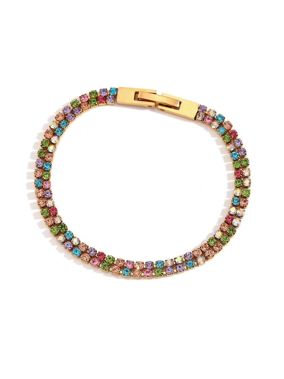 Pulsera Abril circonitas colores - Acero 316L baño oro 18k