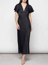 Cargar imagen en el visor de la galería, Vestido satinado negro